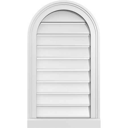 Ekena Millwork Round Top Surface Mount PVC Gable Vent: Functional, w/ 2"W x 2"P Brickmould Sill Frame, 16"W x 28"H GVPRT16X2803SF